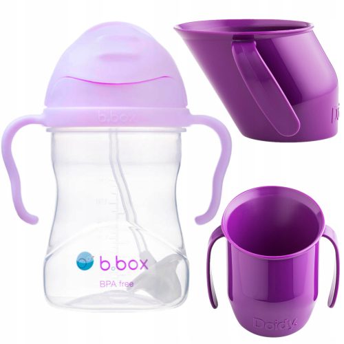  B.box Gelato palack szalma lilával BB00518 + Doidy Cup inni tanuláshoz 200 ml lila