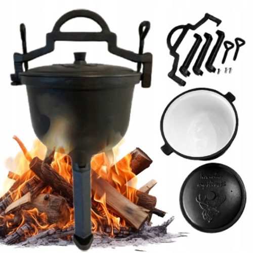  ZOMÁNCOZOTT EDÉNY VADÁSZAKÉP Magyar sültek 4L TÁBORTÜZES GRILL