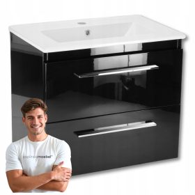    Fürdőszoba szekrény mosdóval Paplinskimoebel 40 x 50 x 52 cm fekete