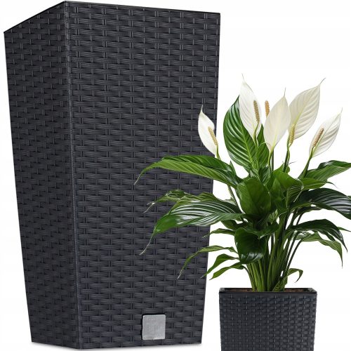  Deco4Home virágcserép 22,5 cm x 22,5 x 42 cm műanyag antracit