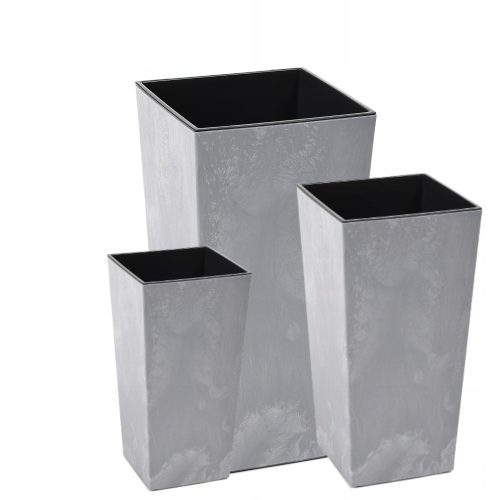  Lamela virágcserép 30 cm x 30 x 57 cm átmérő 30 cm műanyag szürke és ezüst árnyalatok + 2 egyéb termék