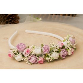    úrvacsora fejpánt, virágok, fehér, lila, rózsaszín, úrvacsora, úrvacsora kiegészítők