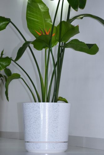  Kerd virágcserép 31 cm x 32,5 x 31 cm átmérő 32,5 cm műanyag fehér, króm, fekete, szürke és ezüst árnyalatai, többszínű