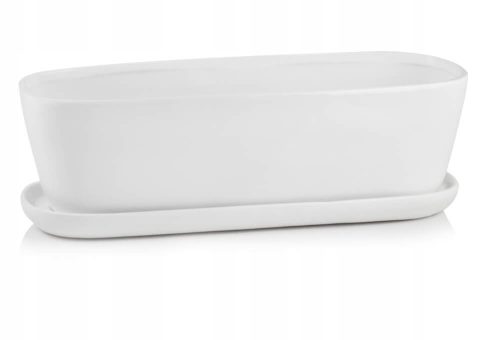  Polnix virágcserép 28 cm x 8 x 8,5 cm, átmérője 9 cm, fehér kerámia