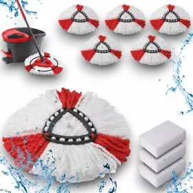   6× DRMZ forgatható felmosóbetét 9 DB FORGÓ MOP betét SZÍVÓ MOP BETÉT 14 cm