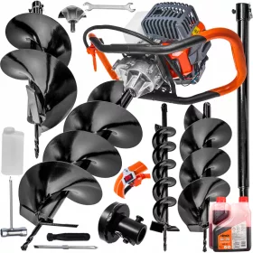   BENZINFÚRÓ FÖLDFÚRÓ TALAJFÚRÓ KÉSZLET 10/20/30 CM + OLAJ