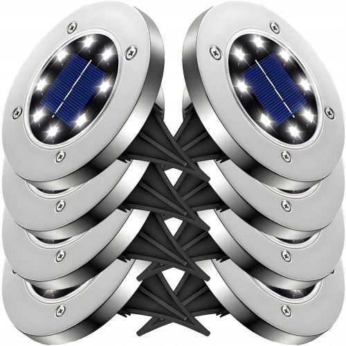  MAXSELL beágyazott napelemes lámpa ezüst 12,6 cm 8 db.