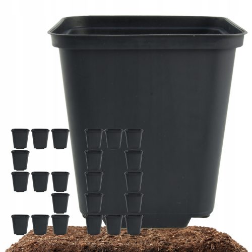  Virágcserép 9 cm x 9 x 10 cm, átmérője 9 cm, fekete műanyag