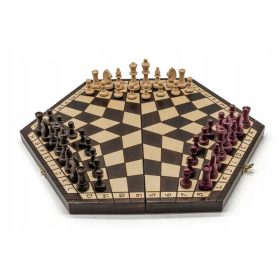    Sakkkészlet három játékos számára, nagy barna/3 sakkkészlet, nagy Żurek Chess