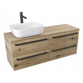    Munkalapos mosdószekrény 120 cm SL - Evoke tölgy - Matt fekete fogantyúk