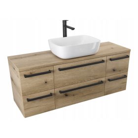    Munkalapos mosdószekrény 120 cm S - Evoke tölgy - Matt fekete fogantyúk