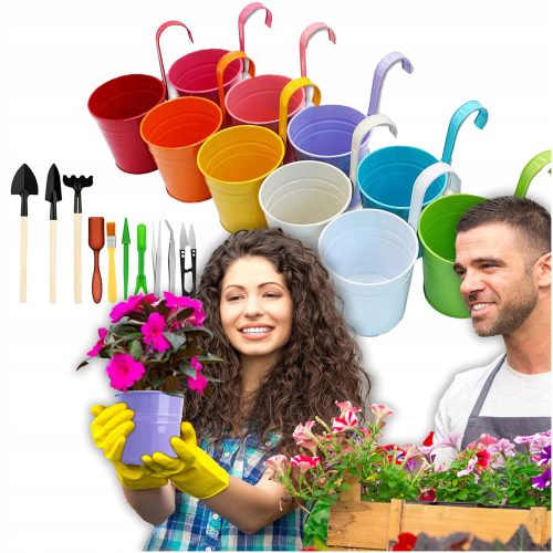  TOP-SHOP-PL virágcserép 10 cm x 10 x 17 cm átmérő 10 cm tarka fém