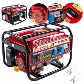   Hordozható egyfázisú Powertech 3000 W-os benzines generátor