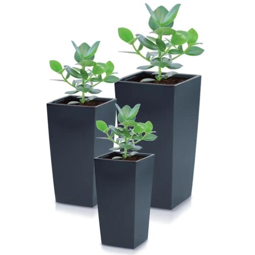  Prosperplast virágcserép 19,5 cm x 19,5 x 37,5 cm átmérő 1 cm műanyag szürke és ezüst árnyalatok + 2 egyéb termék