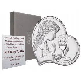    Egy ezüst kép egy lánynak emlékül keresztanyja elsőáldozására + metszet