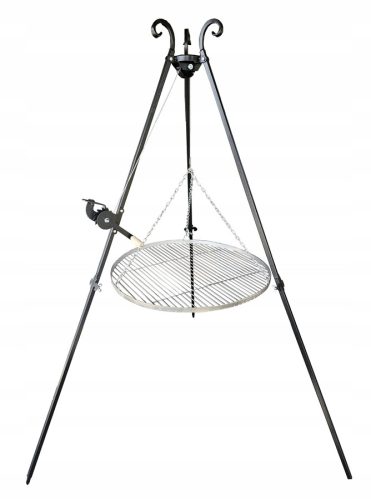  KERTI ÁLLVÁNY GRILL 185CM ROZSDAMENTES ACÉL RÁCS 70CM orsó