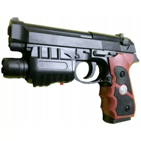    Rugós pisztoly műanyag golyókhoz AIRSOFT lézeres zseblámpa P-779B 18+