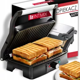    Kontakt, panini, összecsukható, hagyományos elektromos grill INTMIX Grill Kenyérpirító Kenyérpirító 3 az 1-ben Elektromos fekete 2400 W