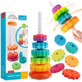    SORDÍTVA PIRAMIS MONTESSORI RAINBOW TOWER OKTATÁSI A LEGNAGYOBB XXL 41cm