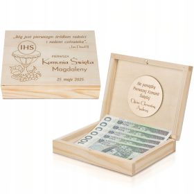    PÉNZSALDA ÁLDOZÁS Fából készült emléktárgy az első szentáldozásról 1