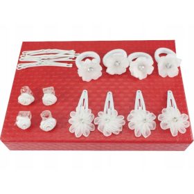  Klipsz, úrvacsora hajdísz készlet, 22 db, fehér