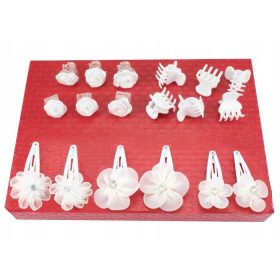  Klipsz, úrvacsora hajdísz készlet, 18 db, fehér