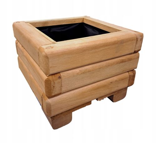  ZPD virágcserép 25 cm x 25 x 20 cm, fa, sárga és arany árnyalatú