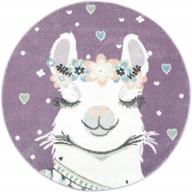  Házasodik. 100 cm-es KEREK GYERMEKSZŐNYEG LAMA LILA