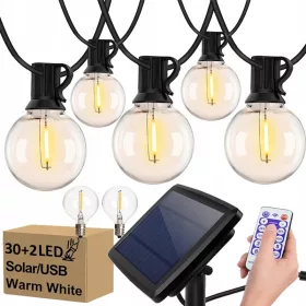    HOSSZÚ SOLAR GARLAND KERTI LÁMPÁK 30LED-ES IZZÓK ERKÉLYRE