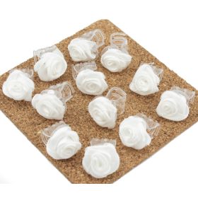  Rák hajcsat, rózsa, 12 db, 1,5 cm, fehér