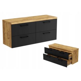    Fürdőszoba akasztós szekrény fiókokkal Paula 120 mosogató alatt Craft fekete