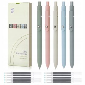    5 x Automata Clicker Pens SET Gél toll + 10 utántöltő FEKETE