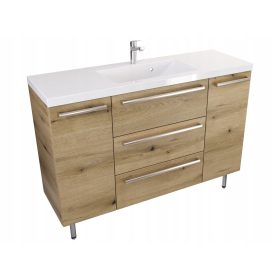    Álló szekrény mosdóval 120 cm D - Evoke Matt tölgy - szálcsiszolt acél fogantyúk