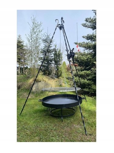  Kerti grill rozsdamentes acél rács 80 cm tűztér 80 cm orsó