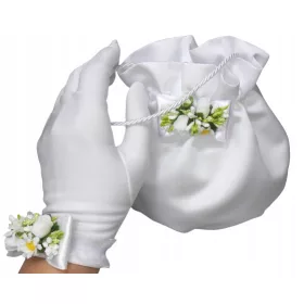    Közösségi kesztyű. Áldásos kesztyű + kézitáska és karkötő Alba számára