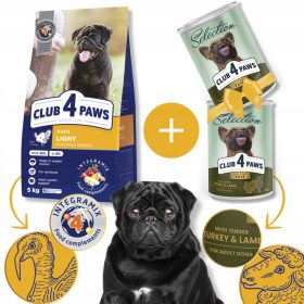    CLUB 4 PAWS szárazeledel túlsúlyos kistestű kutyáknak Light 5 kg + INGYENES