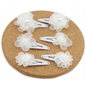    Mandzsettagombok Virágos mandzsettagomb készlet lányoknak, 6 db, fehér