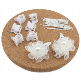  Clips Hajdísz készlet lányoknak, 18 db, fehér