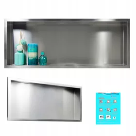    Balneo Wall-Box Egy süllyesztett fürdőszobai polc 90 x 30 x 10 cm inox
