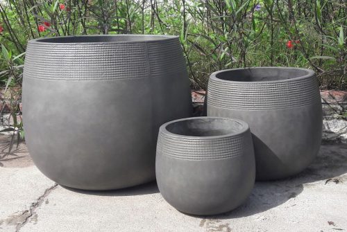  Virágcserép 40 cm x 40 x 33 cm átmérő 40 cm világos cement antracit, fehér, sötétszürke, grafit