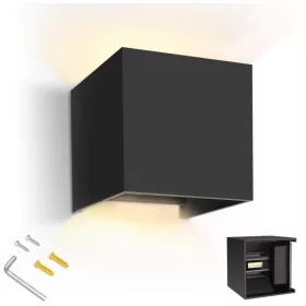  Fekete kerti fali lámpa beépített 12 W-os LED-forrással