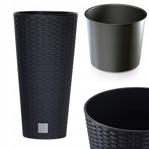  Prosperplast virágcserép 20 cm x 20 x 38 cm átmérő 20 cm műanyag szürke és ezüst árnyalatok