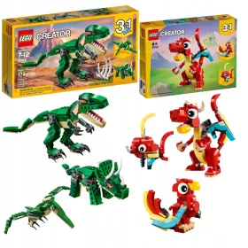    LEGO Creator 3 az 1-ben 31058 Mighty Dinosaurs + LEGO Creator 3 az 1-ben 31145 Red Dragon