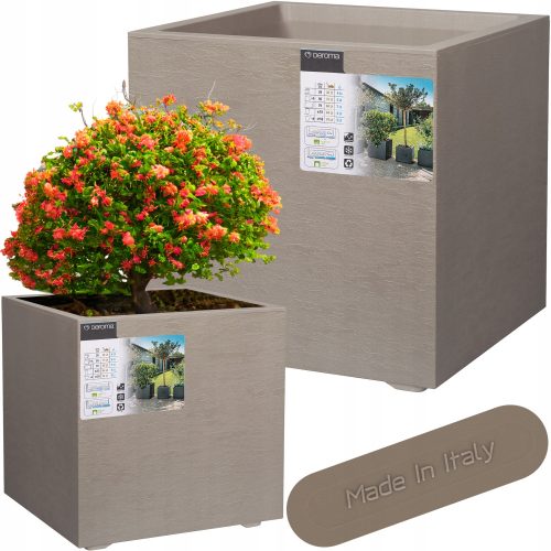  Deroma virágcserép 39 cm x 39 x 39 cm, műanyag, barna és bézs árnyalatokkal
