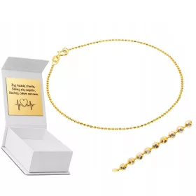    585 ARANY GOLYÓKBÓL ÖSSZETETT ARANY KARKÖTŐ AJÁNDÉKBA, GRAVÍRÁS