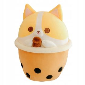    MASCOT PLÜS JÁTÉK BUBBLE TEA ÉDES KUTYA KAWAII BÖGRÁBAN 45 cm