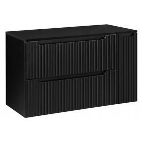    FEKETE mosdószekrény ASZTALlappal 100 cm Függesztett hornyolt előlapok 1D2S