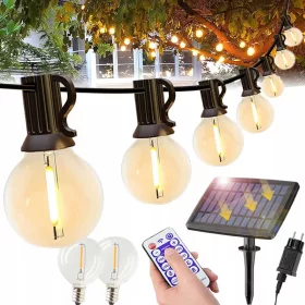    SOLAR GARDEN GARLAND VILÁGÍTÓLÁNC 10M 30+2DB G40 IZZÓ TÁVIRÁNYÍTÓVAL
