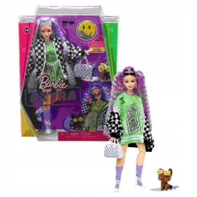    Barbie Extra Doll sakktáblás dzseki/világos rózsaszín haj HHN10
