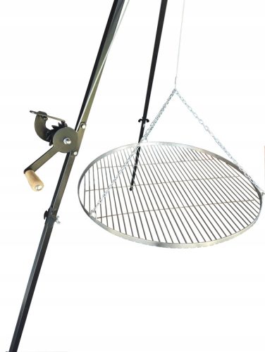  Állványos grill a tűz felett kerti grill 210 cm-es rozsdamentes acél rács